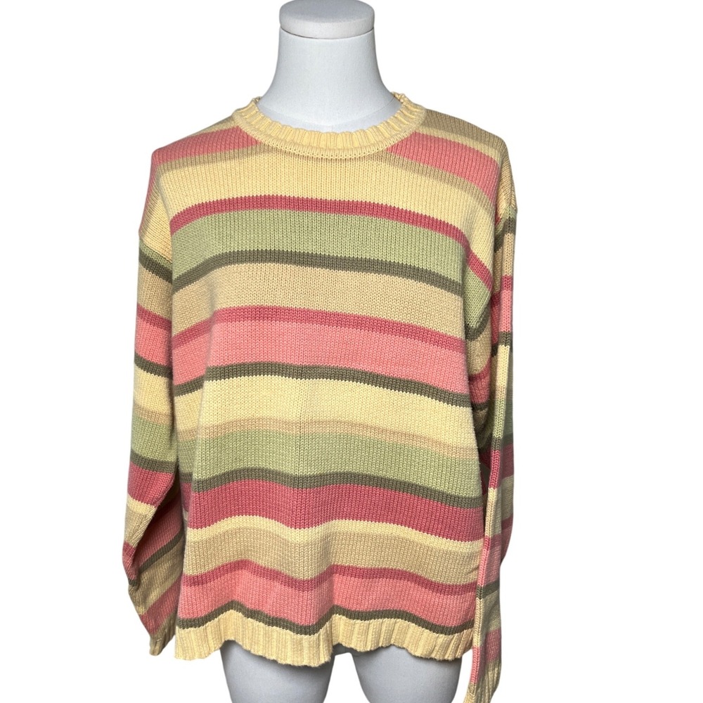 Pastel Stripe Cotton Knit Sweater Parisian Coastal Robert Scott L
